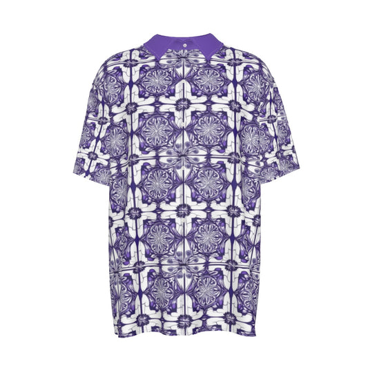 Purple -- Men's Imitation Silk Short-Sleeved Shirt