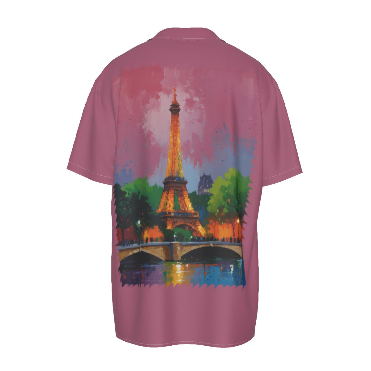 Paris -- Men's Imitation Silk Short-Sleeved Shirt