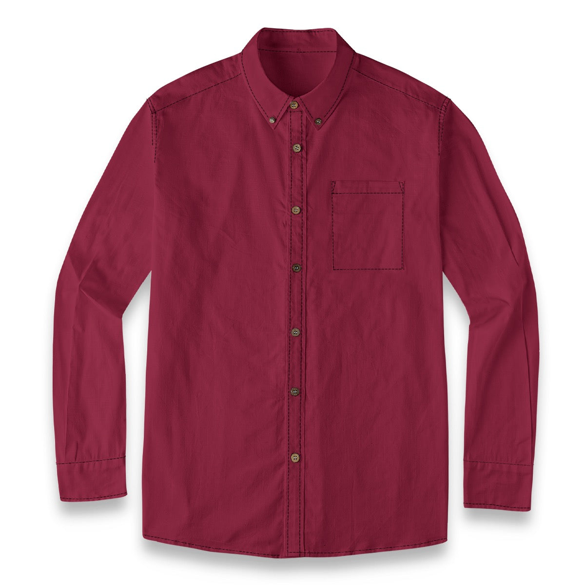 Burgundy -- Men's 100% Cotton LS Shirt