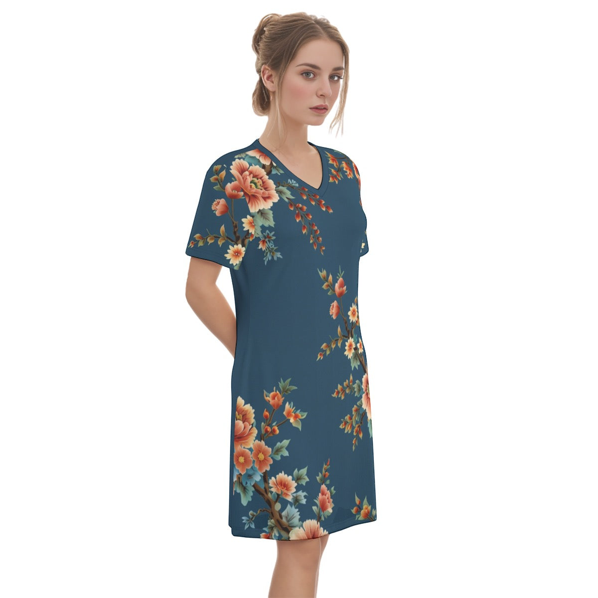 Wickshire -- Women's V Neck Dress 100% Cotton