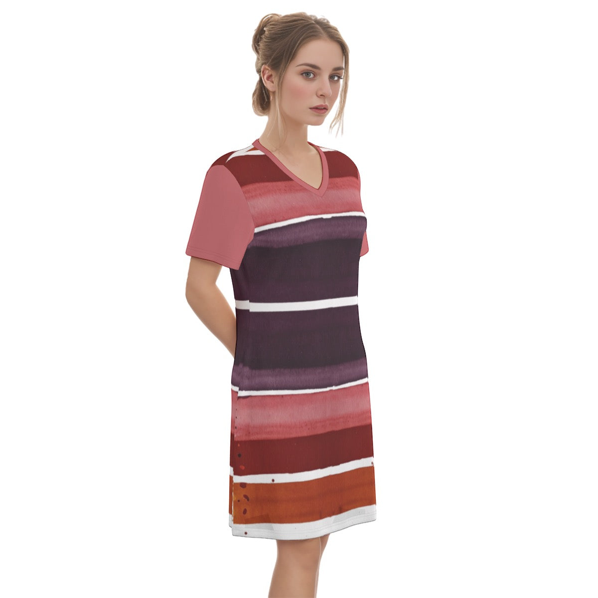 Malovat -- Women's V Neck Dress 100% Cotton