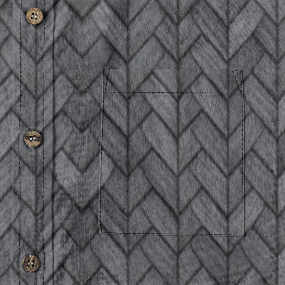 Black Herringbone 2 -- Men's 100% Cotton LS Collared Shirt