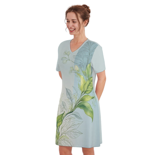 Wild Too -- Women's V Neck Dress 100% Cotton