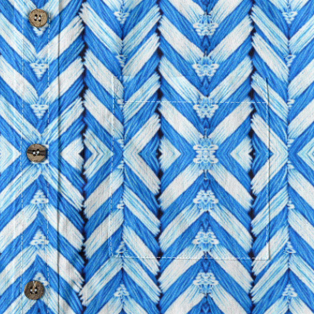 Blue Herringbone -- Men's 100% Cotton LS Collared Shirt