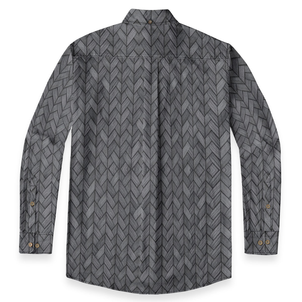 Black Herringbone 2 -- Men's 100% Cotton LS Collared Shirt