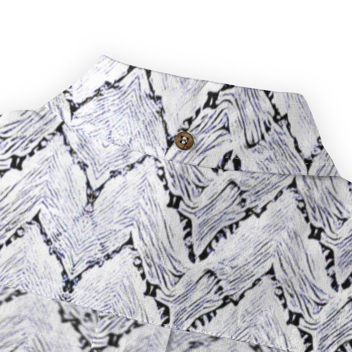 White Herringbone Pattern -- Men's 100% Cotton LS Collared Shirt