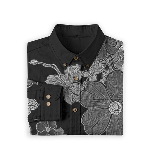 Night Bloom -- Men's 100% Cotton LS Shirt