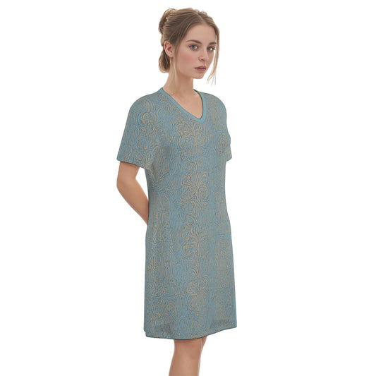 Strath -- Women's V Neck Dress 100% Cotton