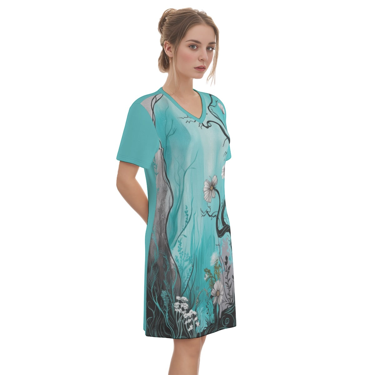 Dream -- Women's V Neck Dress 100% Cotton