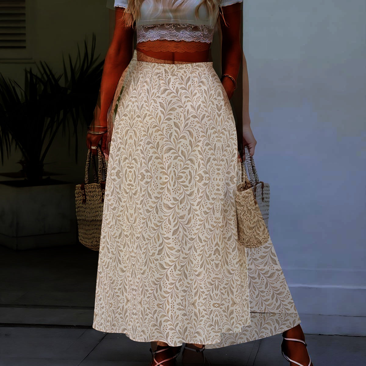 Olea Europaea - Women's Maxi Chiffon Skirt with Lining