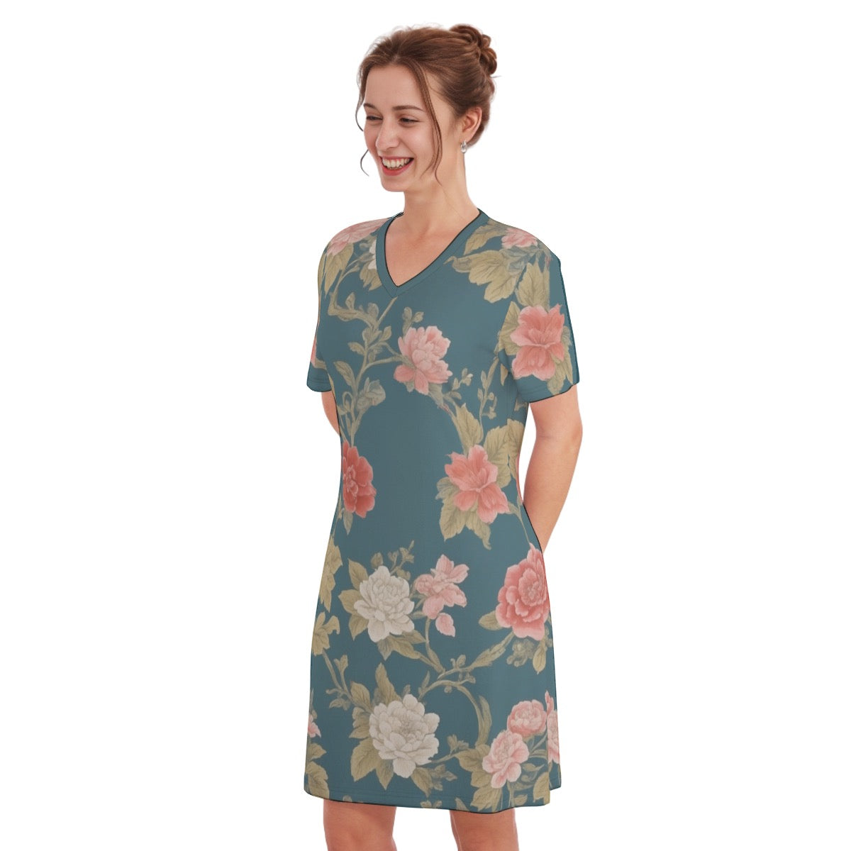 New Dawn -- Women's V Neck Dress 100% Cotton