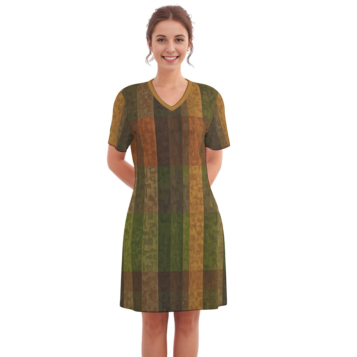 Bacau -- Women's V Neck Dress 100% Cotton