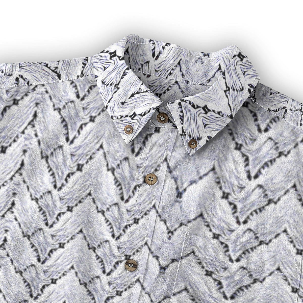 White Herringbone Pattern -- Men's 100% Cotton LS Collared Shirt