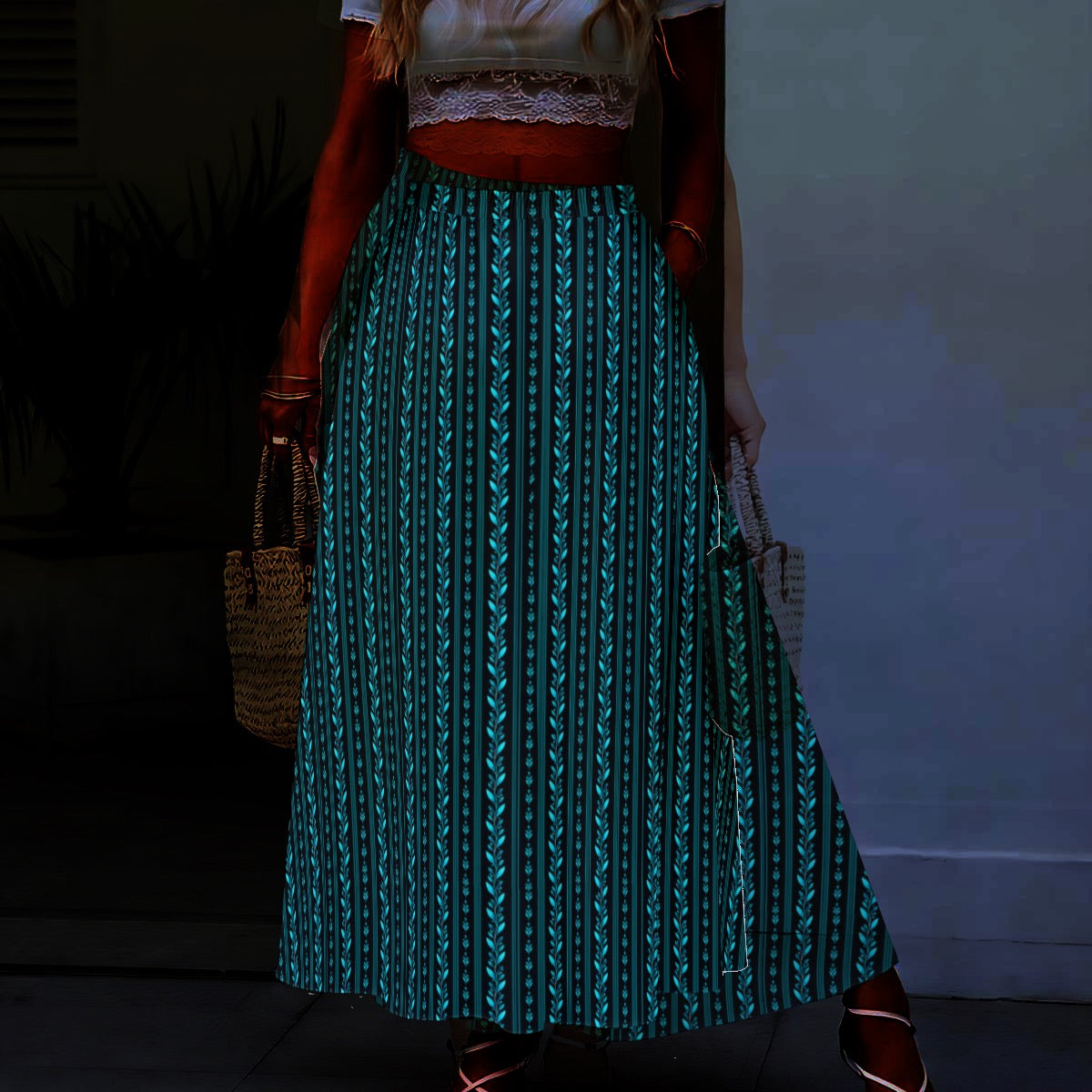 Aqua - Women's Maxi Chiffon Skirt with Lining