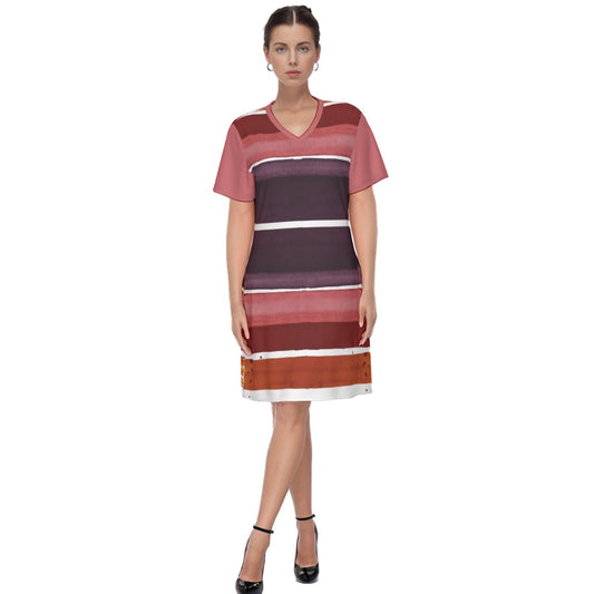 Malovat -- Women's V Neck Dress 100% Cotton