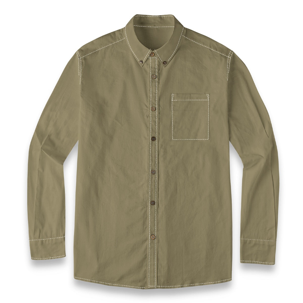 Drab Olive -- Men's 100% Cotton LS Shirt