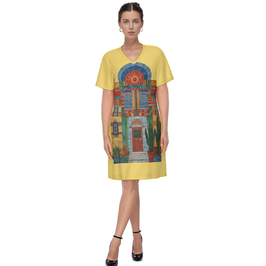 Tucson -- Women's V Neck Dress 100% Cotton