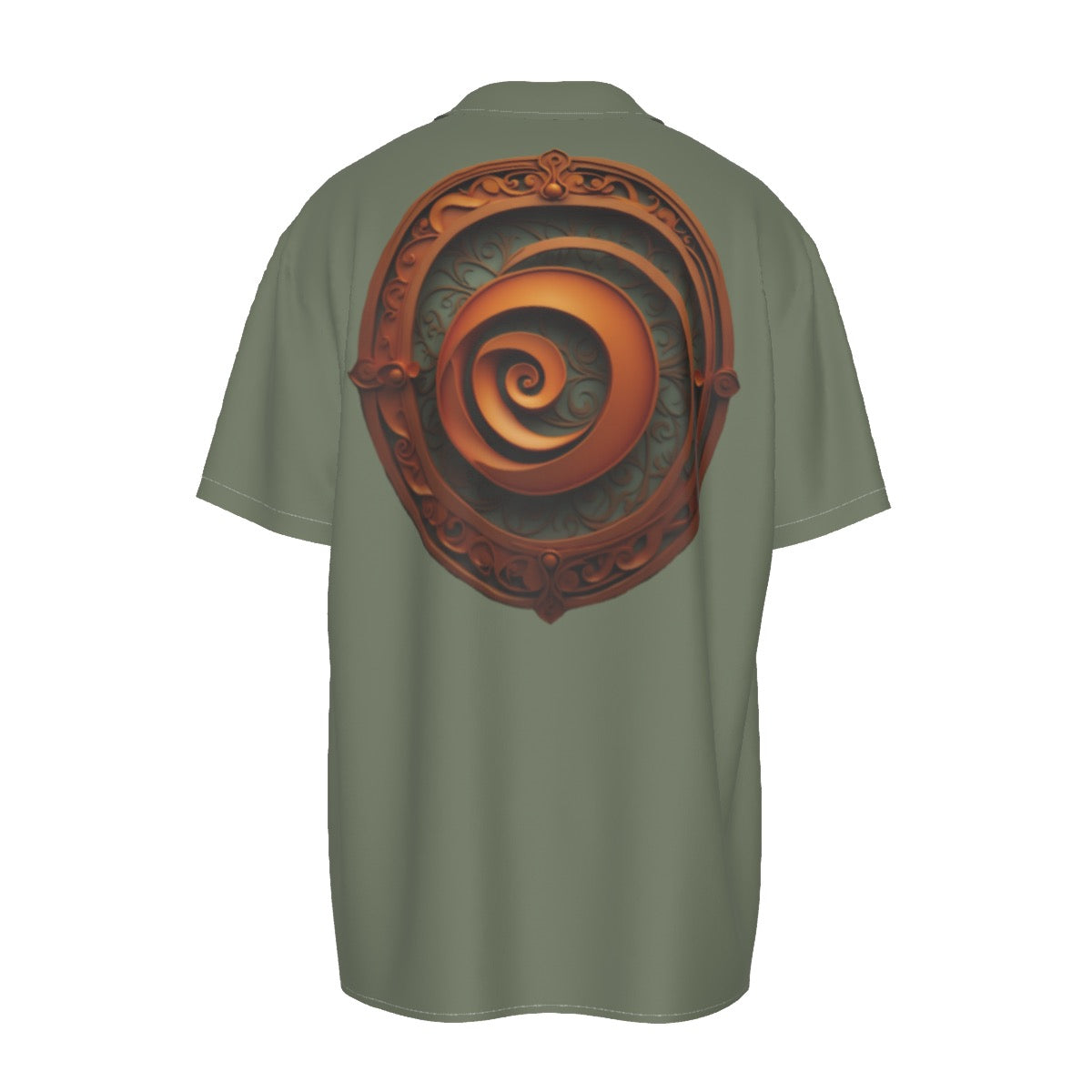 Burnt Orange Swirl -- Men's Imitation Silk Short-Sleeved Shirt