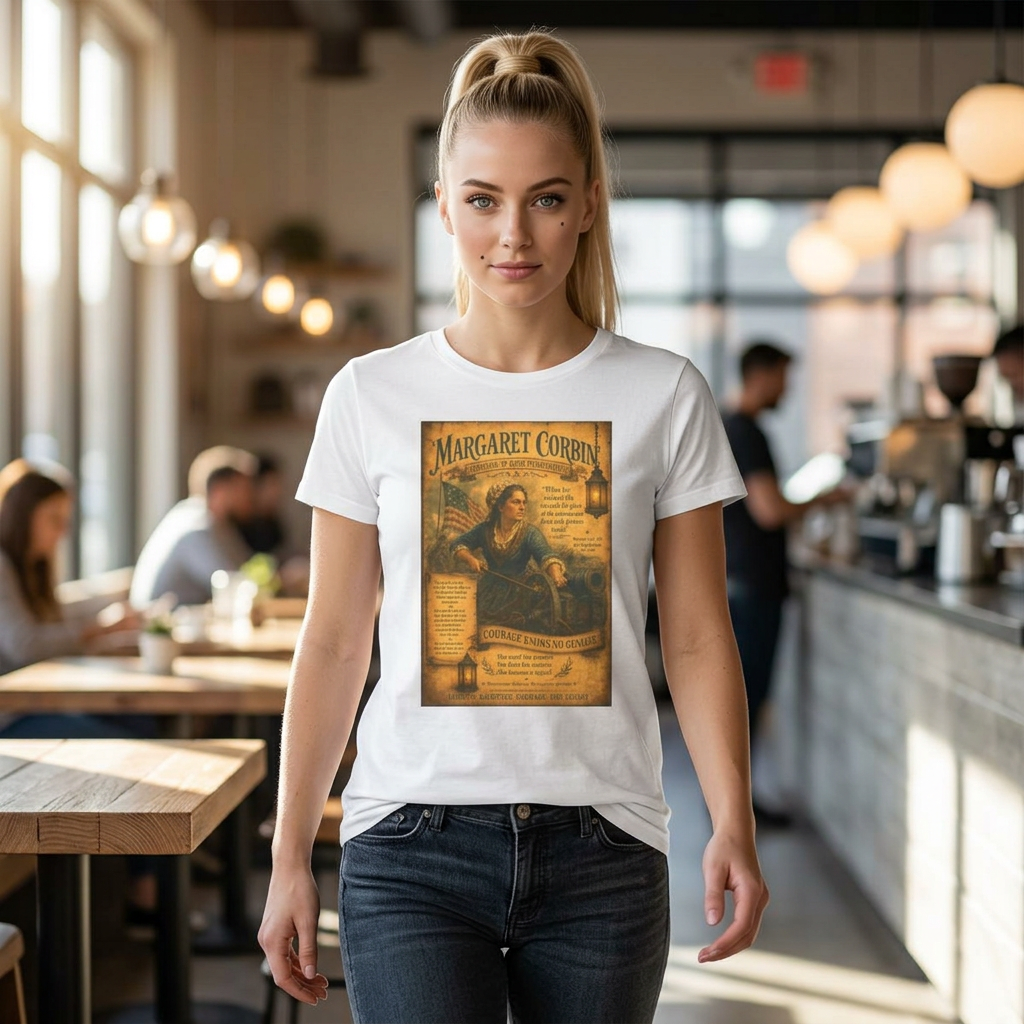 Margaret Corbin -- Remember the Ladies 1776 Women's Tee — Historic Vintage Poster Shirt
