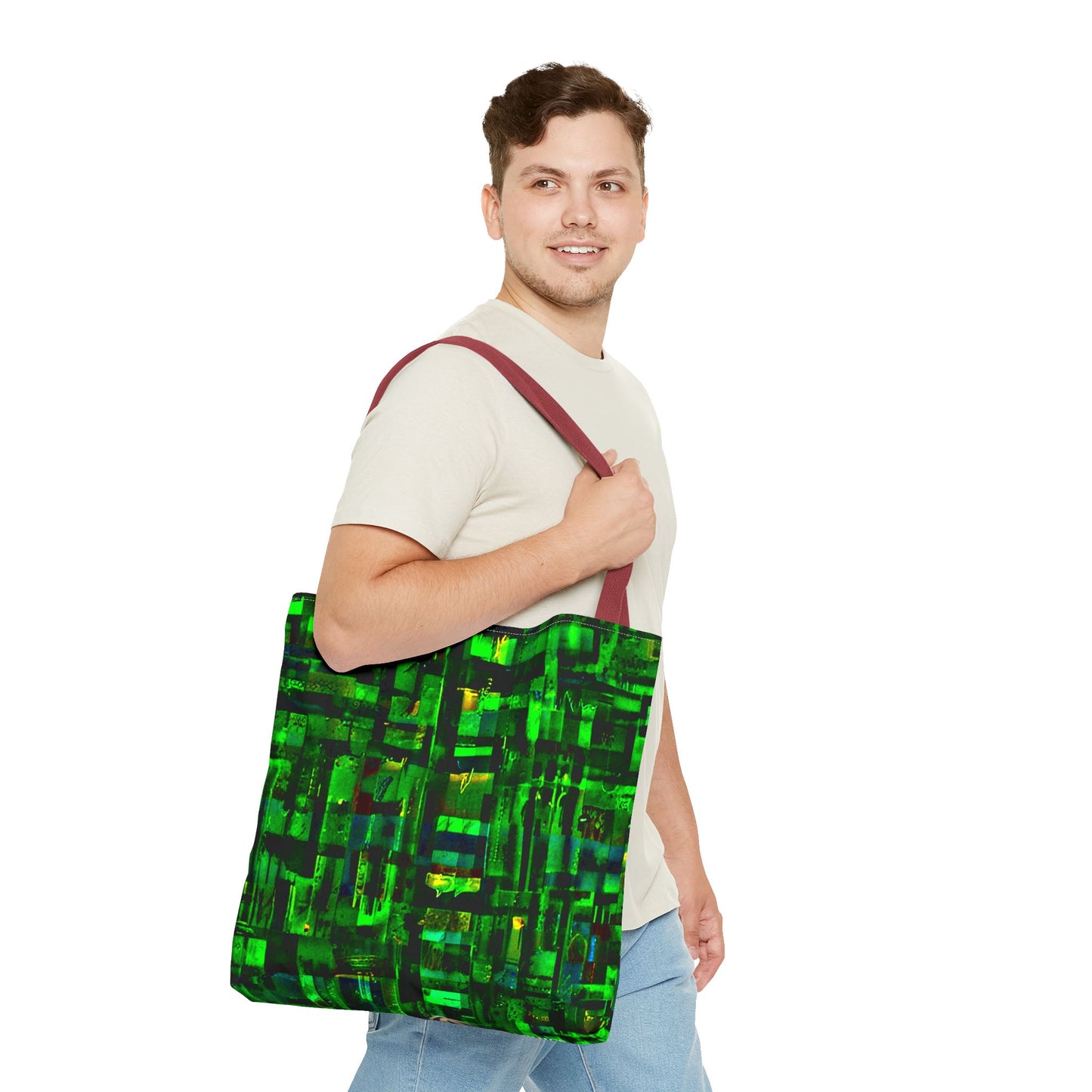 Mother Board - Vibrant Green Abstract Tote Bag - Stylish Eco-Friendly Carryall
