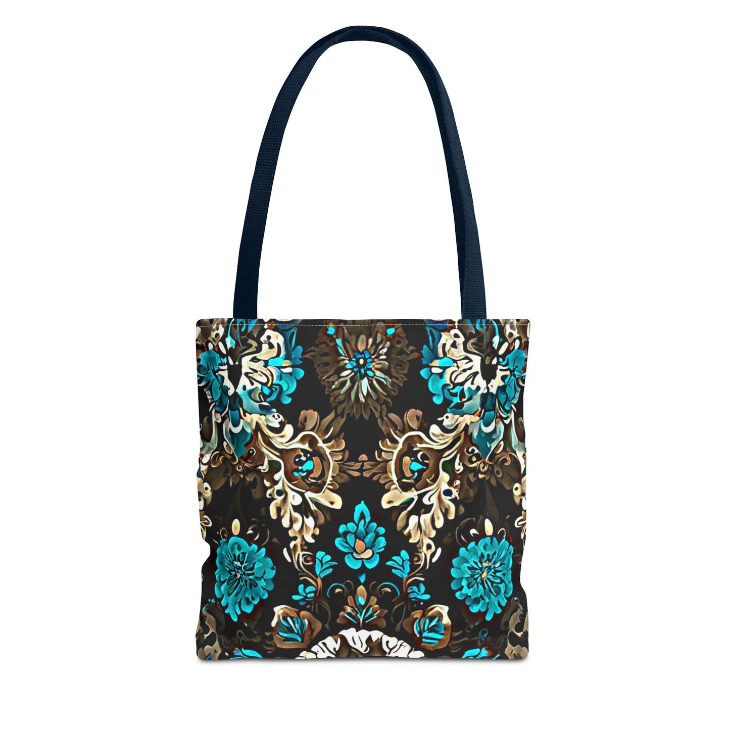 Crown Jewels - Elegant Floral Tote Bag - Stylish in Black & Teal