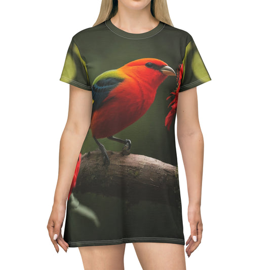 Scarlet Tanager -- T-Shirt Dress (AOP)
