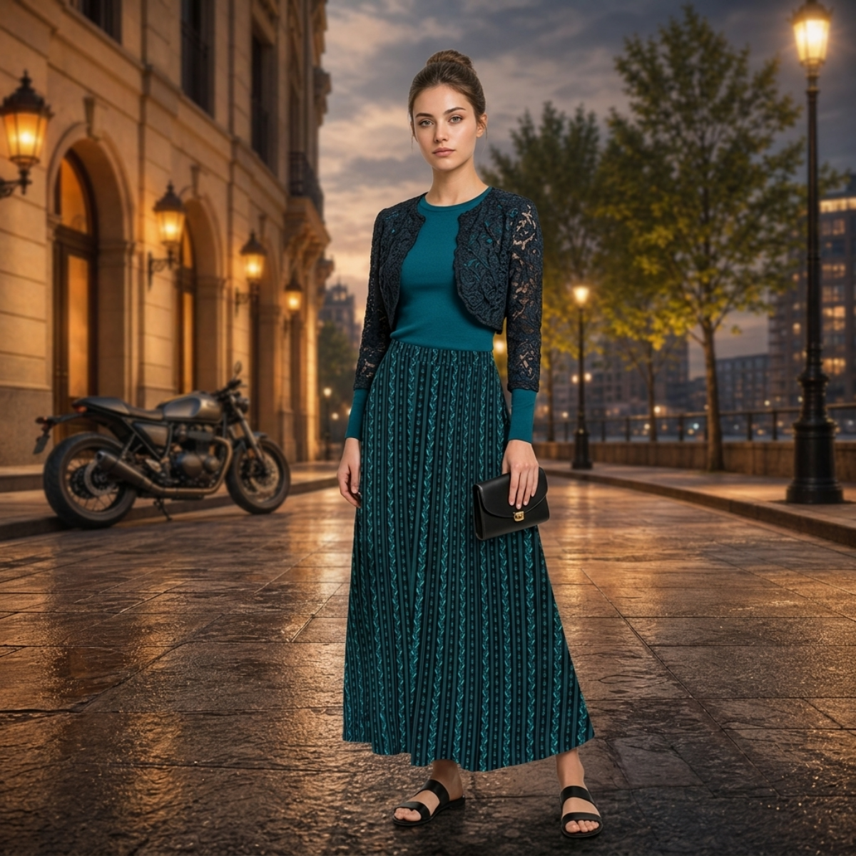 Aqua - Women's Maxi Chiffon Skirt with Lining