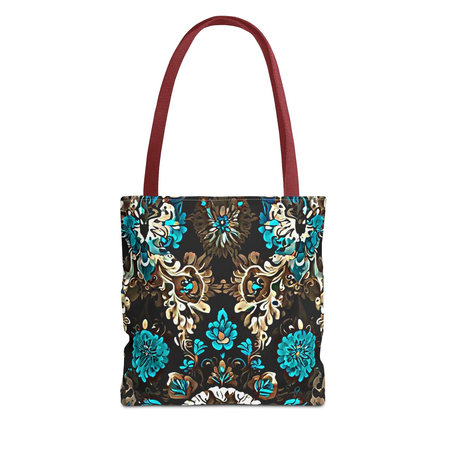 Crown Jewels - Elegant Floral Tote Bag - Stylish in Black & Teal