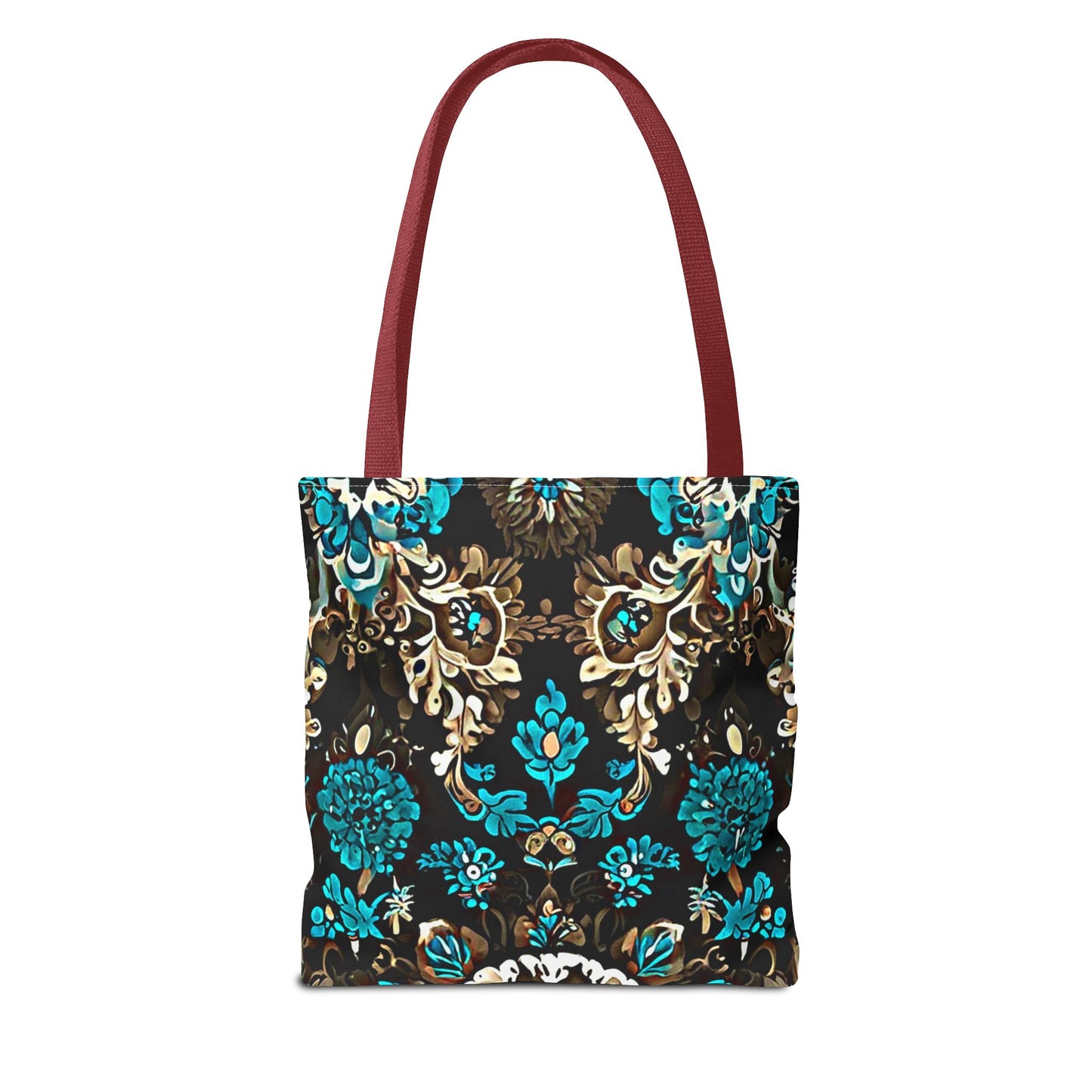 Crown Jewels - Elegant Floral Tote Bag - Stylish in Black & Teal