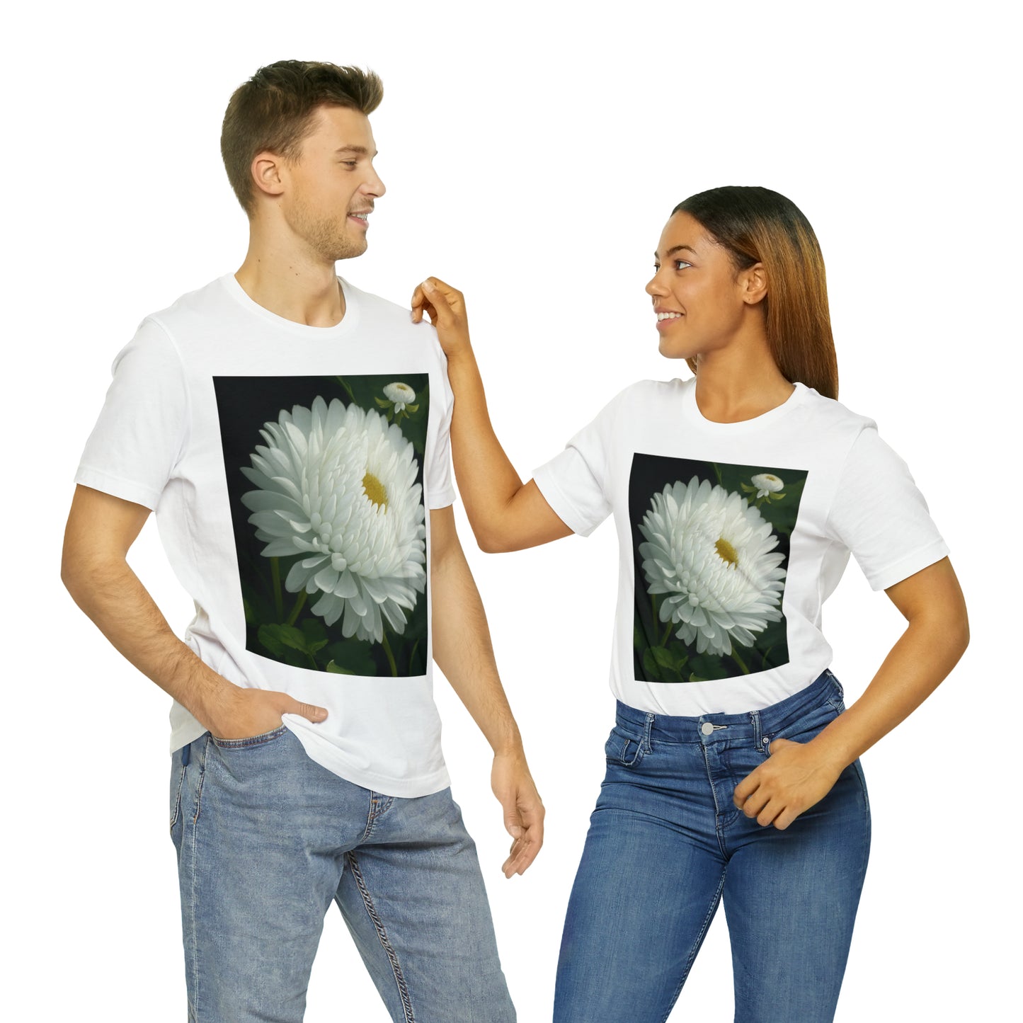 Chrysanthemum B/W -- Unisex Jersey Short Sleeve Tee