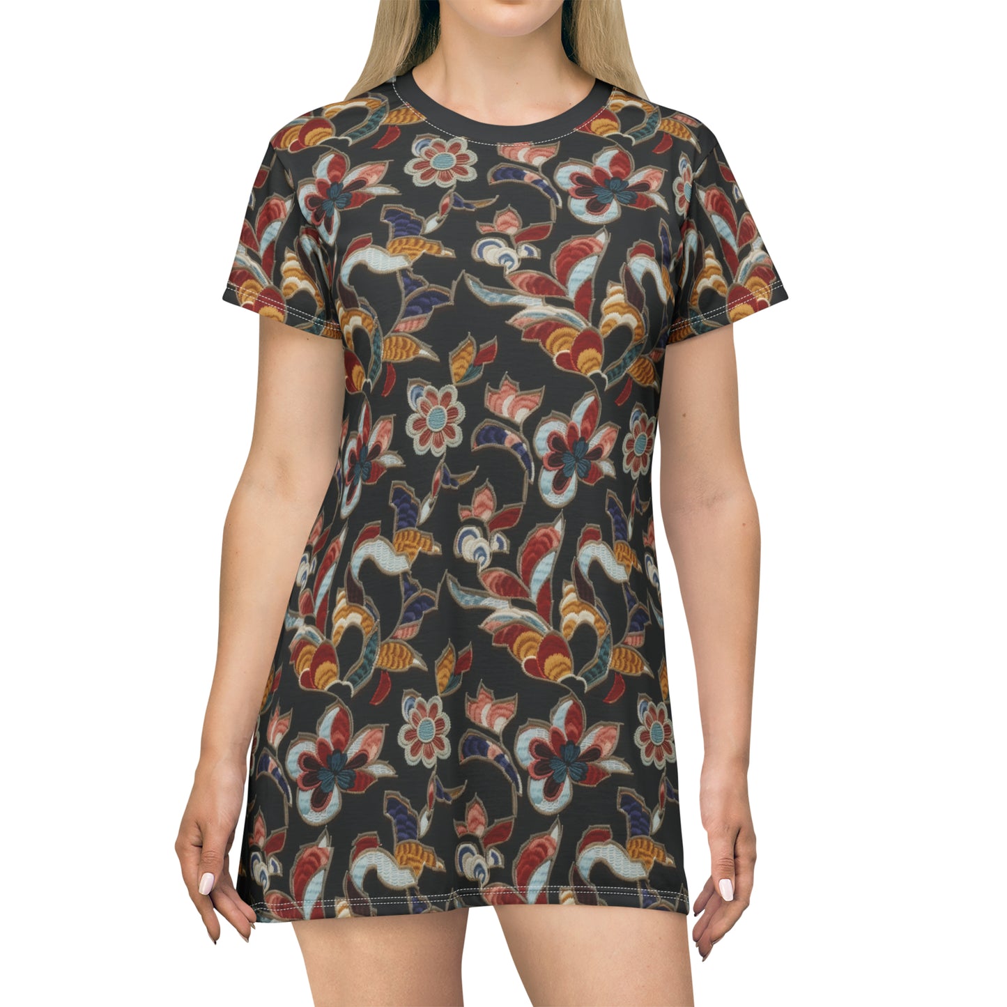 Embroidery-Print Explosion -- T-Shirt Dress (AOP)