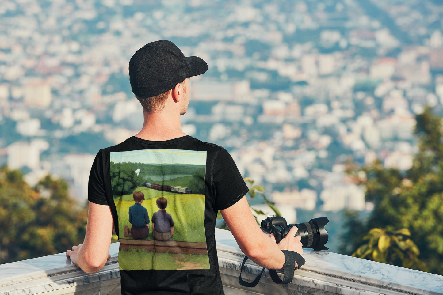 Trains (Back) -- Unisex Jersey Short Sleeve Tee