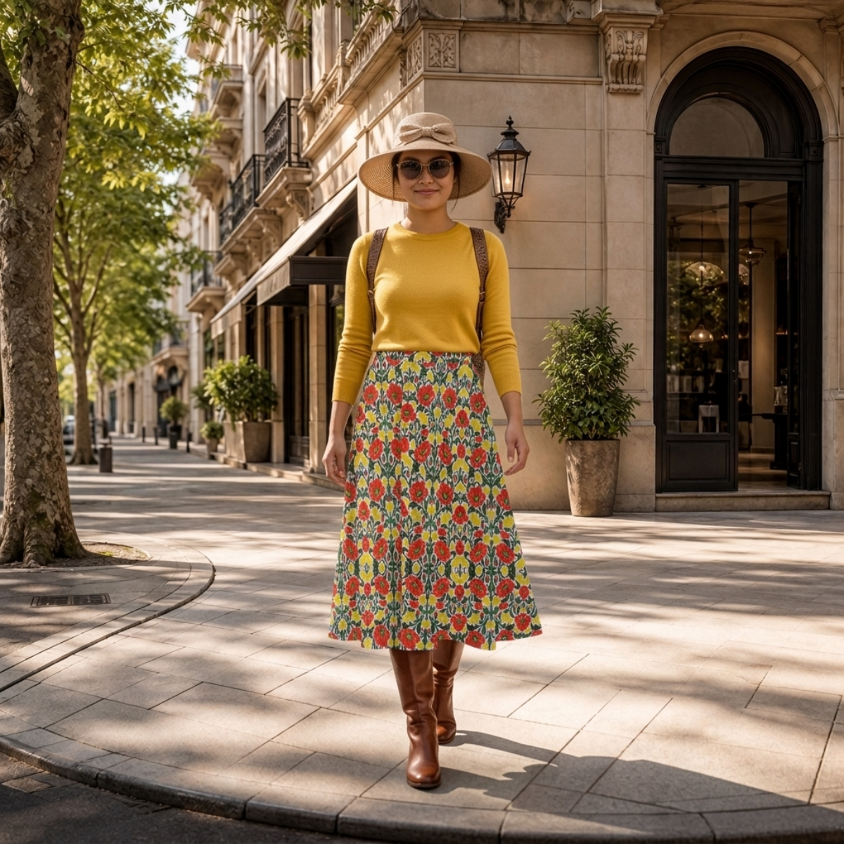 Coral Poppies - Women's Maxi Chiffon Skirt with Lining
