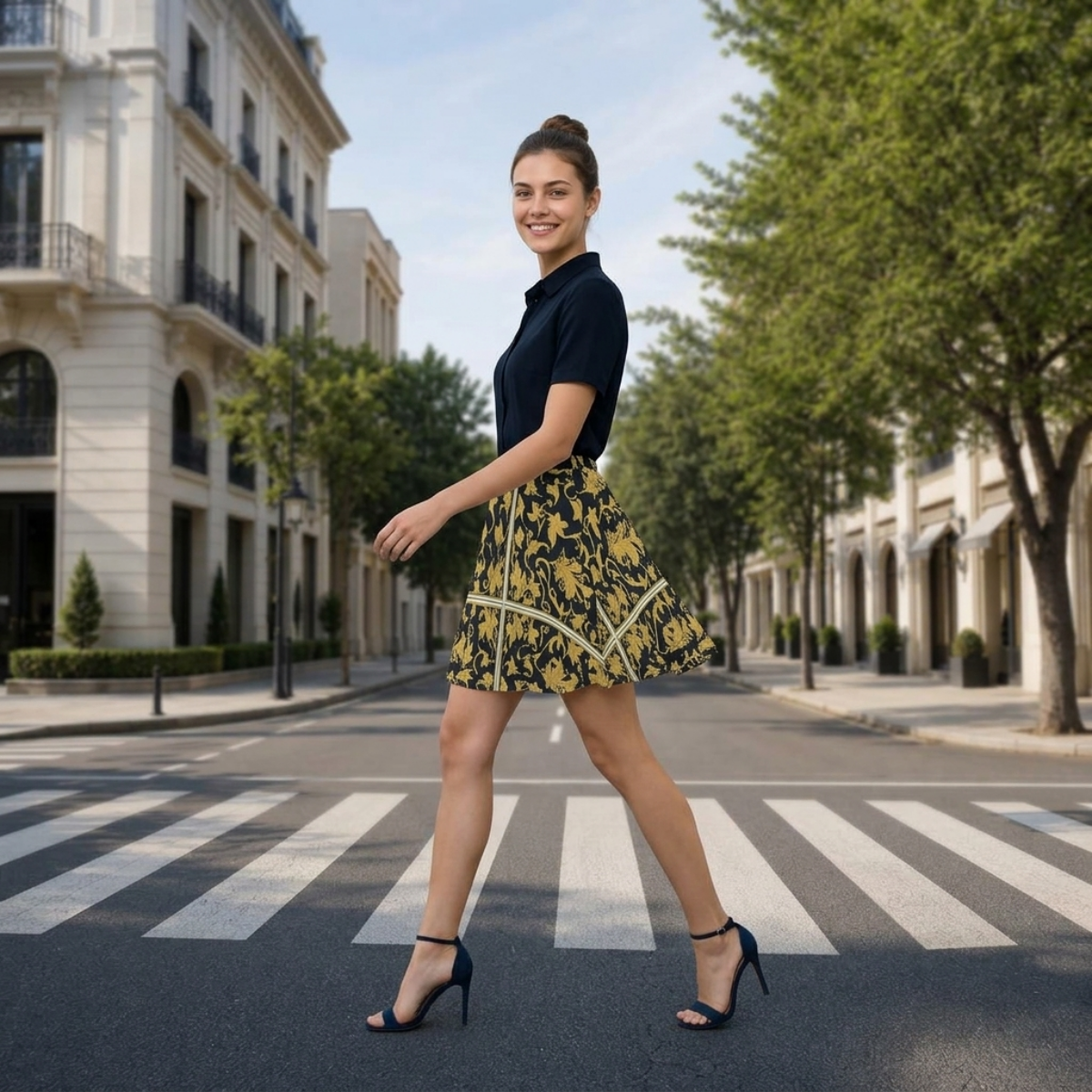 Gold Embroidery -- Women's Bazyrey Skirt w/2 pockets