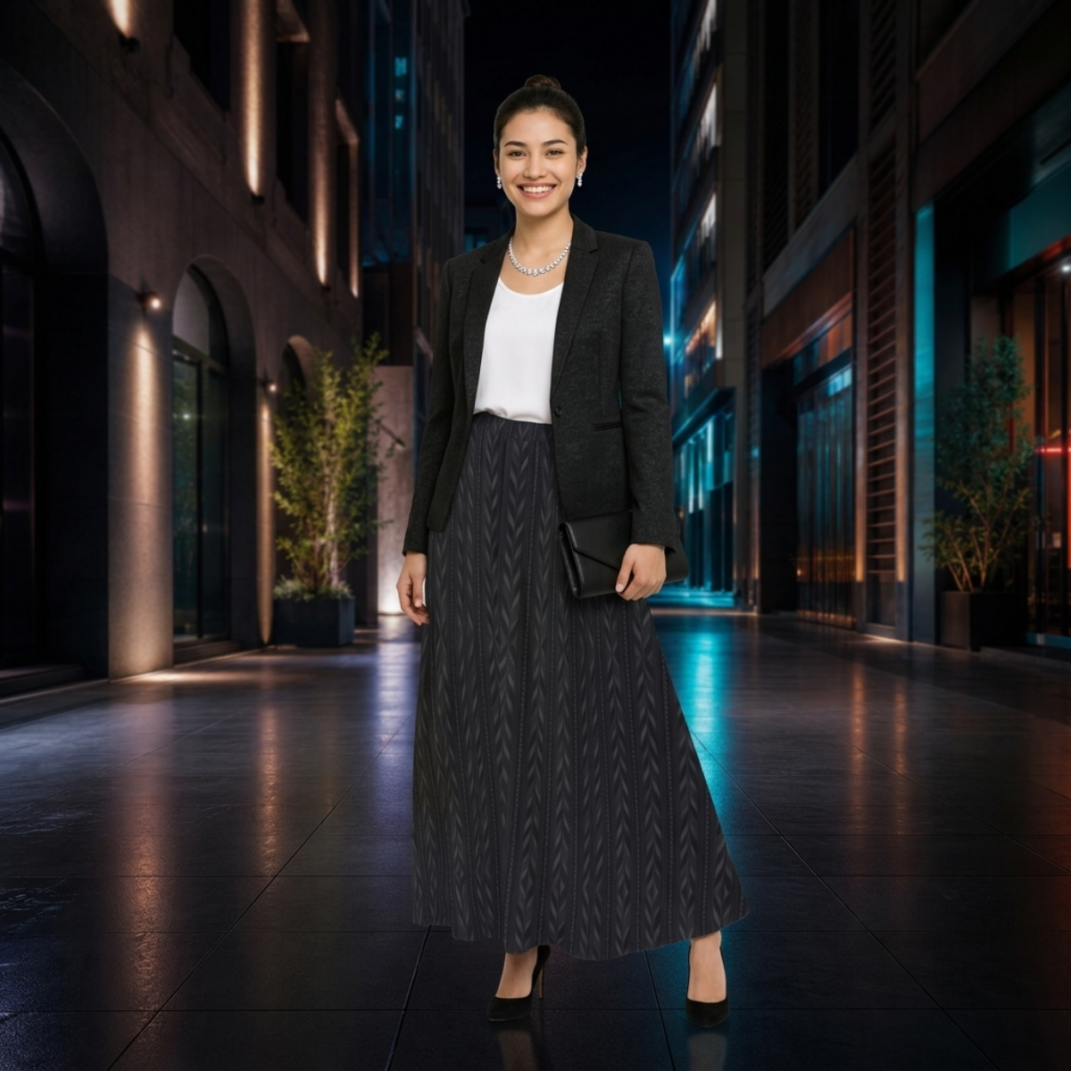 Nebraska Night - Women's Maxi Chiffon Skirt with Lining