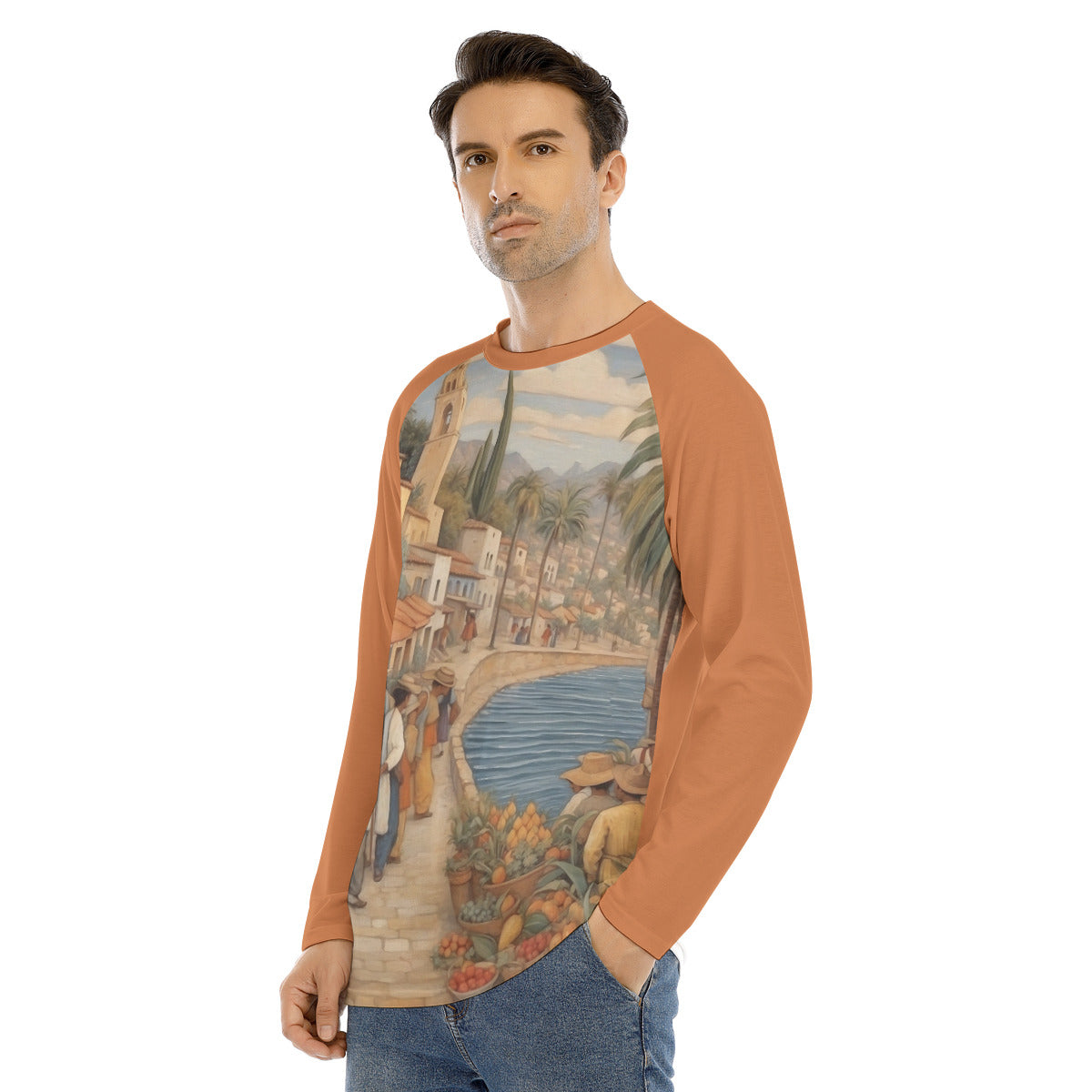 Ajijic 101 -- Men's Long Sleeve T-shirt With Raglan Sleeve