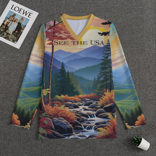 Great Smoky Mts Park -- Men's V-neck Sweatshirt With Long Sleeve