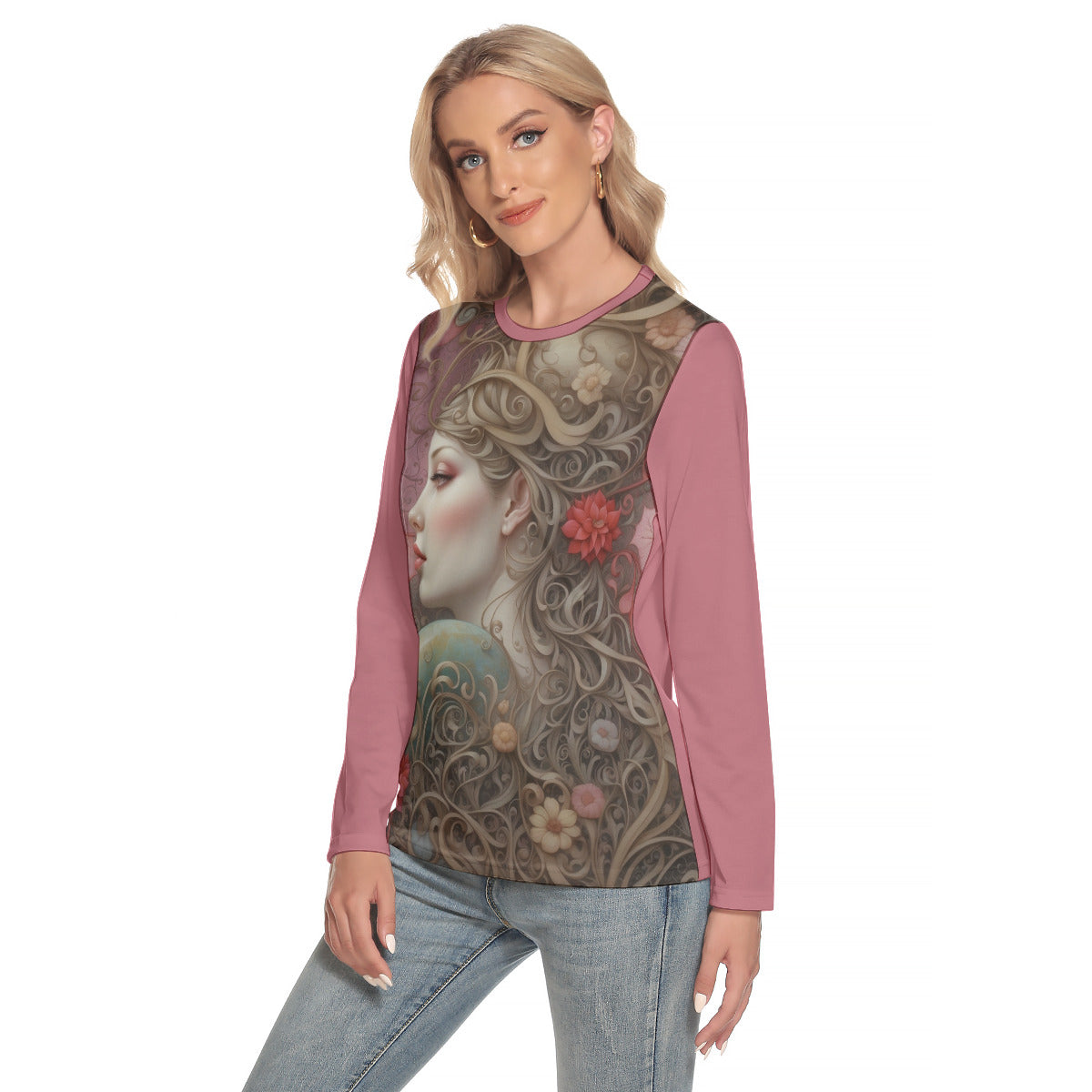 Jade 127 -- Women's O-neck Long Sleeve T-shirt