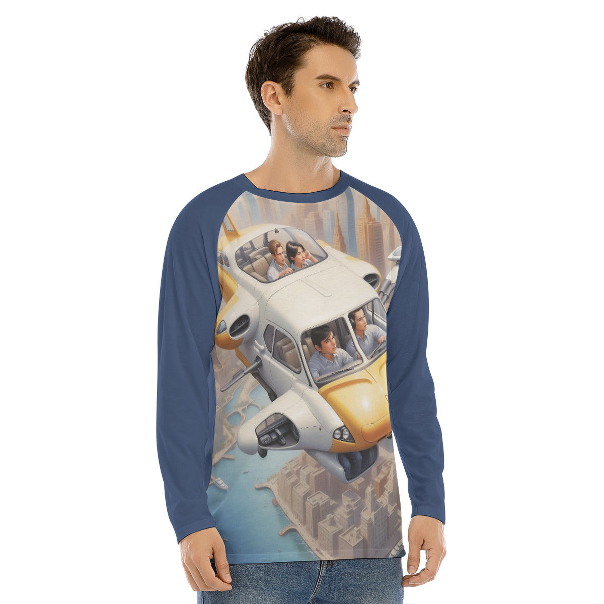 Flying Car 102a -- Men's Long Sleeve T-shirt With Raglan Sleeve