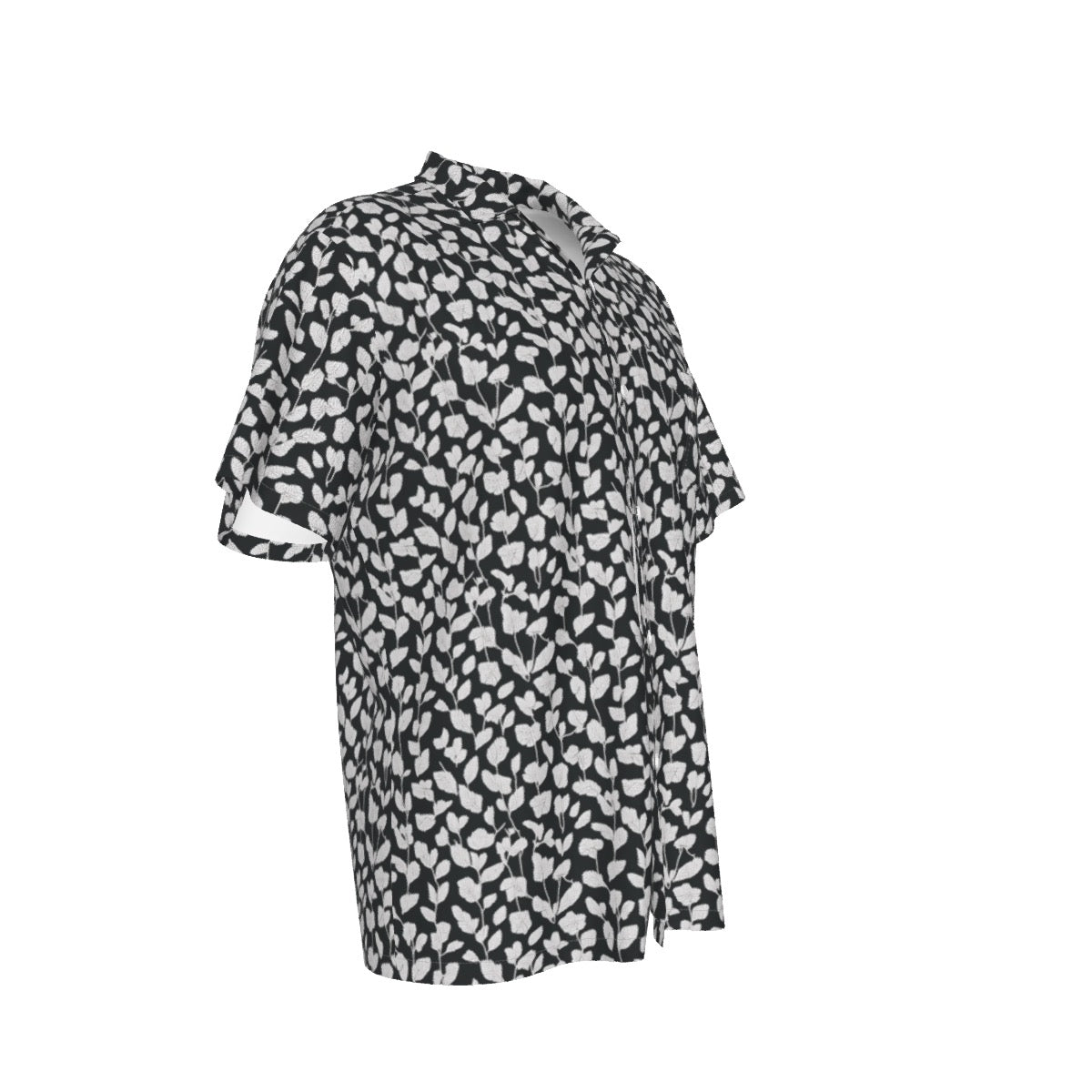 B&W Leaves -- Men's Hawaiian Shirt With Pocket