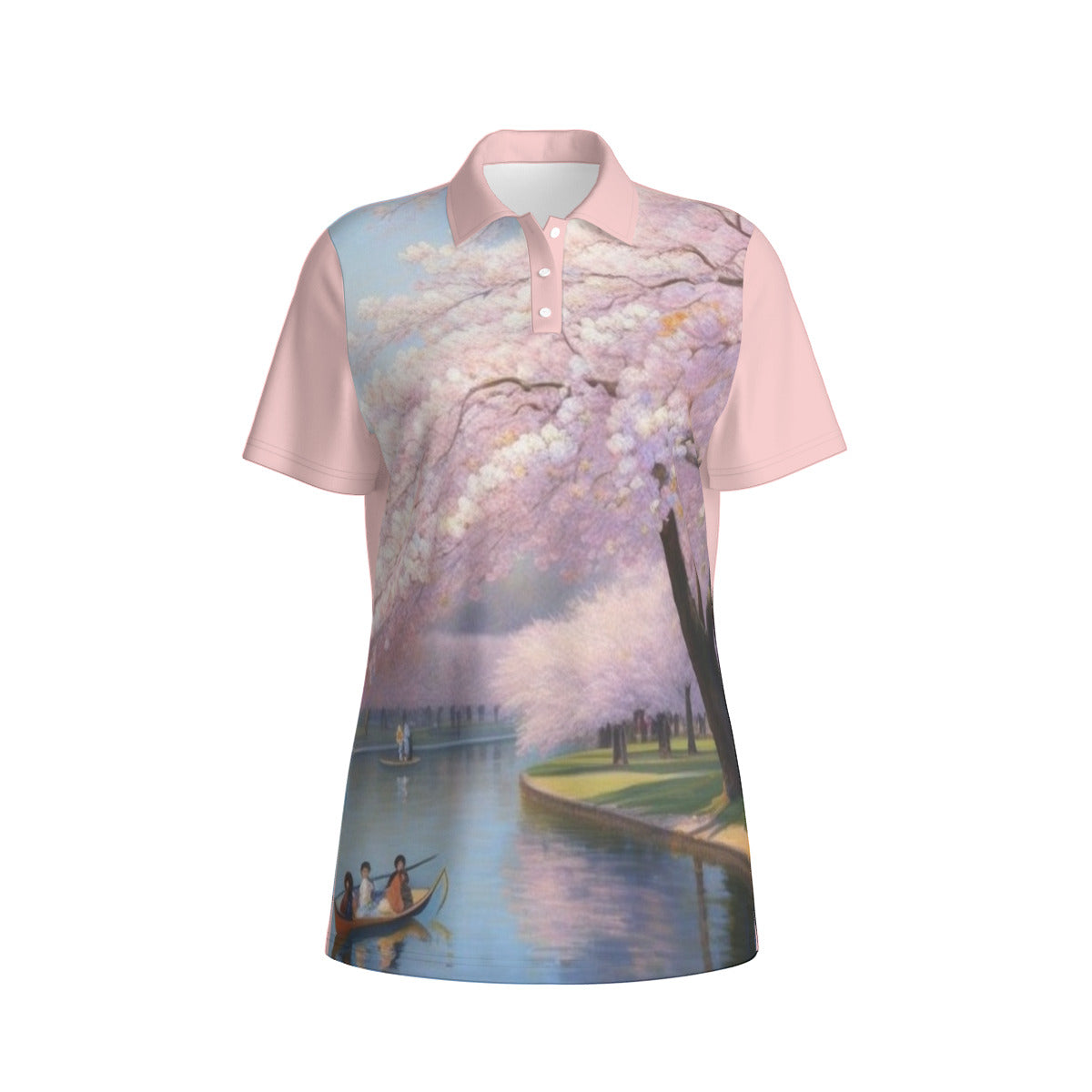 Cherry Blossoms -- Women's Polo Collar Jersey