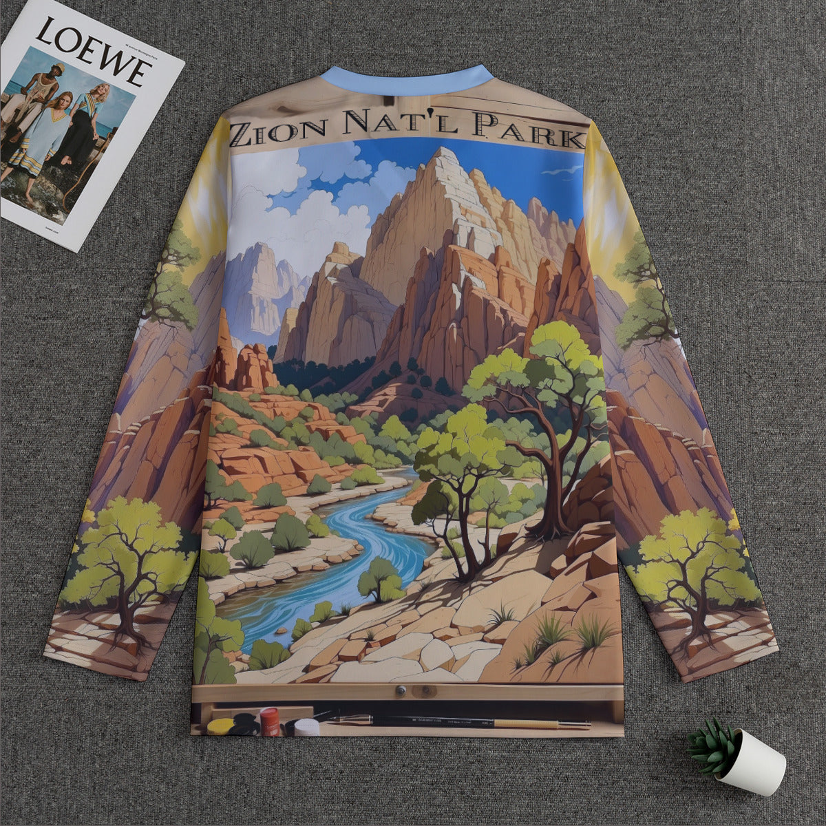 Zion Nat'l Park -- Men's V-neck Sweatshirt With Long Sleeve