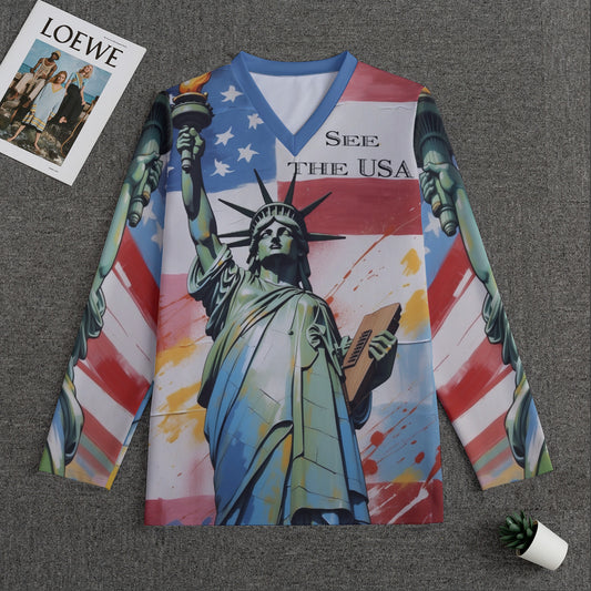 Statue of Liberty -- Men's V-neck Sweatshirt With Long Sleeve