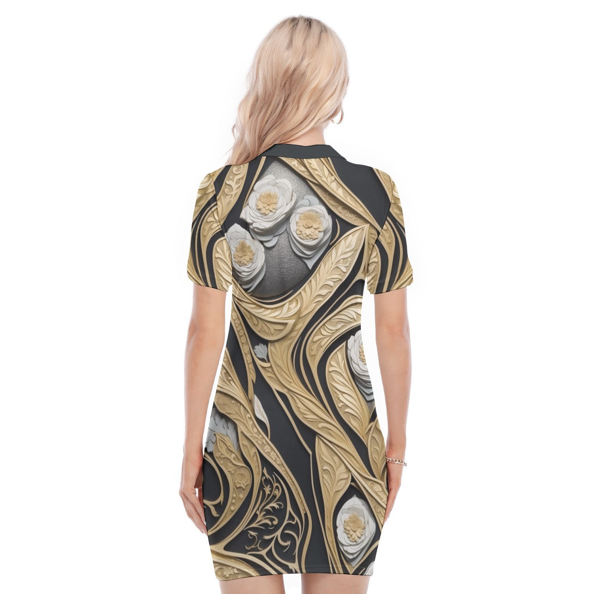 Gold -- Women's Polo Collar Dress