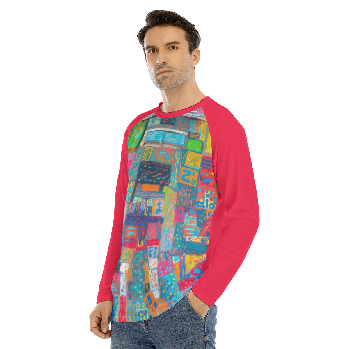 Ikat 101 -- Men's Long Sleeve T-shirt With Raglan Sleeve