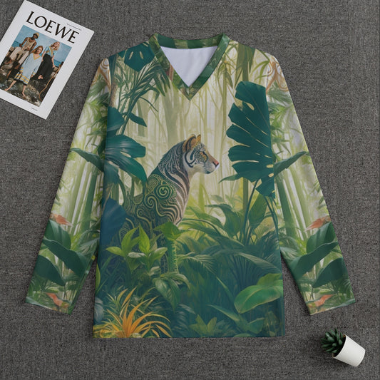 Jungle -- Men's V-neck Sweatshirt With Long Sleeve