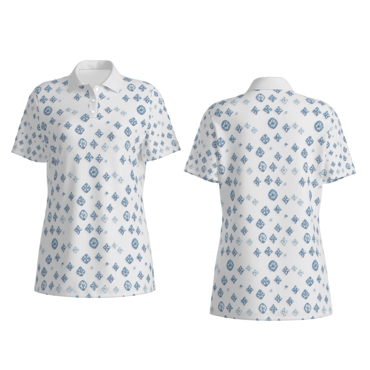 Blue on White -- Women's Polo Collar Jersey