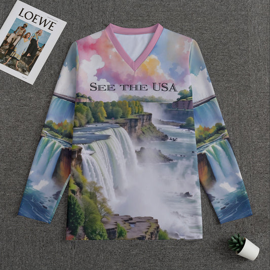 Niagara Falls -- Men's V-neck Sweatshirt With Long Sleeve