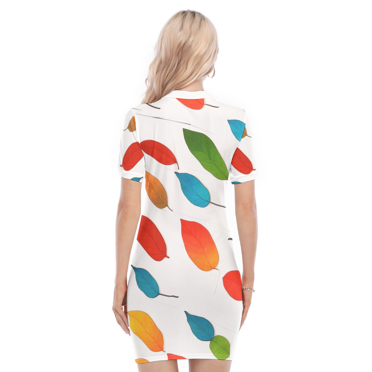 Colorful Leaves -- Women's Polo Collar Dress