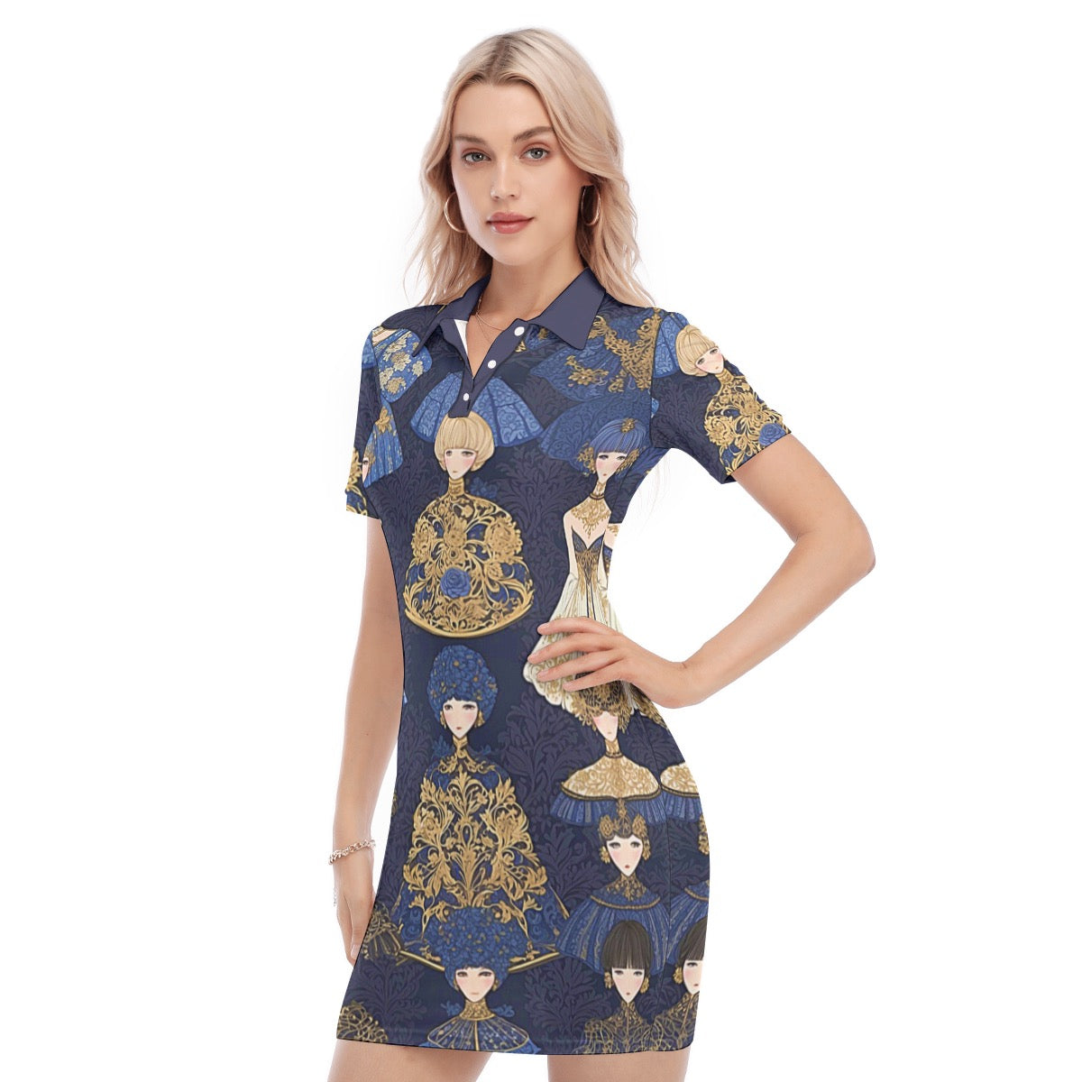 The Women -- Women's Polo Collar Dress